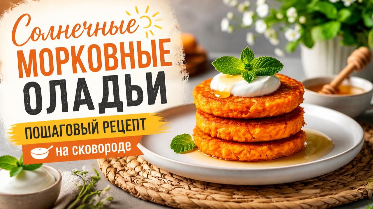 Солнечные морковные оладьи пошаговый рецепт на сковороде ( с озвучкой)