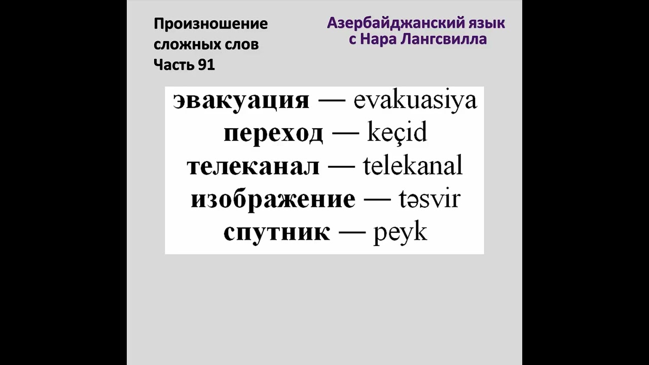 Азербайджанский язык. Azerbaijani Language. Сложные слова. Часть 91  Переход, телеканал, изображение