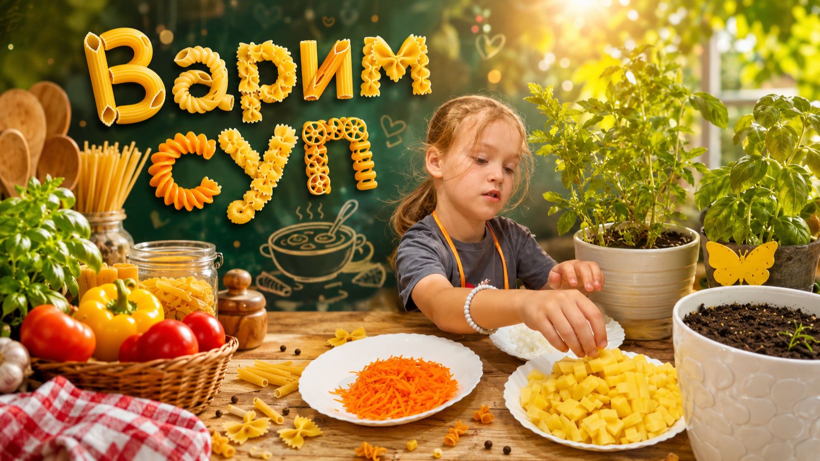 Арина готовит вкусный суп