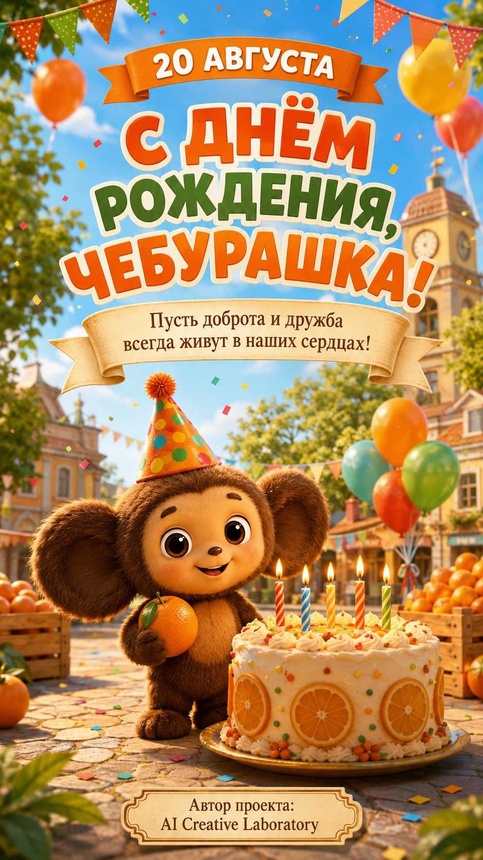 С днём рождения, Чебурашка! 🎂🍊 | 20 августа #shorts