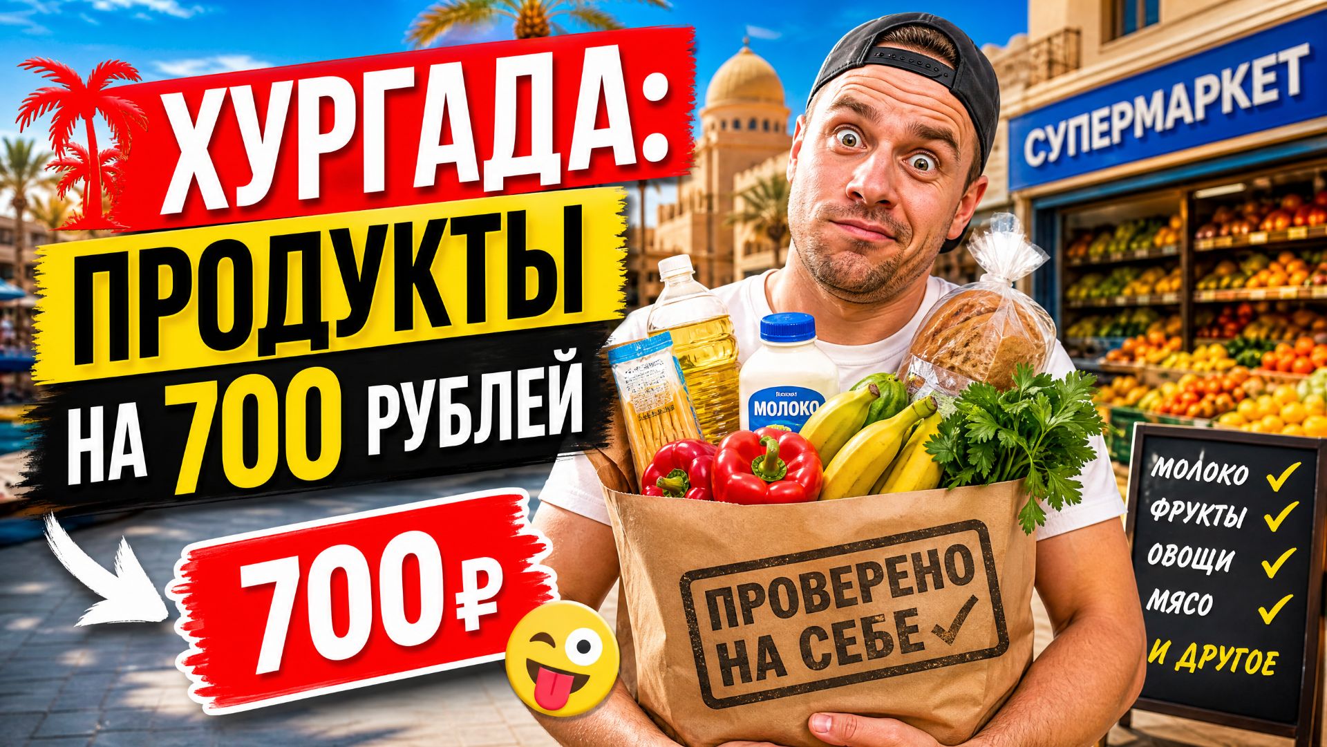 700 рублей в Хургаде — и вот что я смог купить: бюджетный продуктовый набор