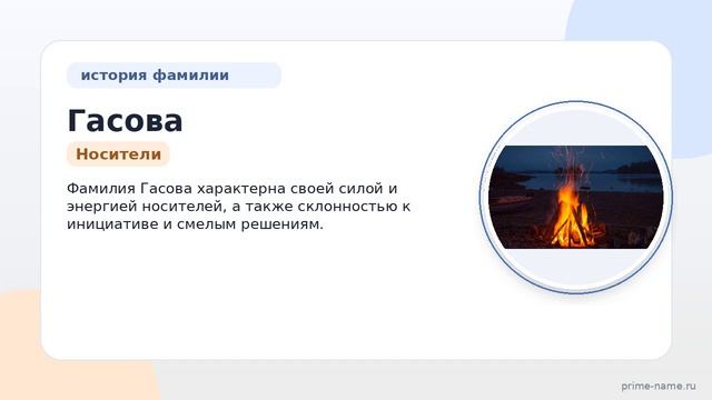 Фамилия Гасова: происхождение значение и склонение