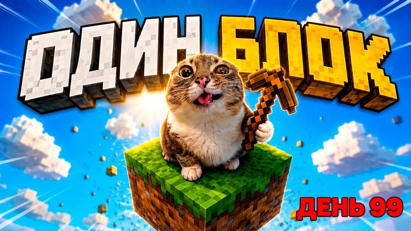 Один блок в Майнкрафт... но с котами! Смешная Майнкрафт анимация. Мемы. Коты. Мультики