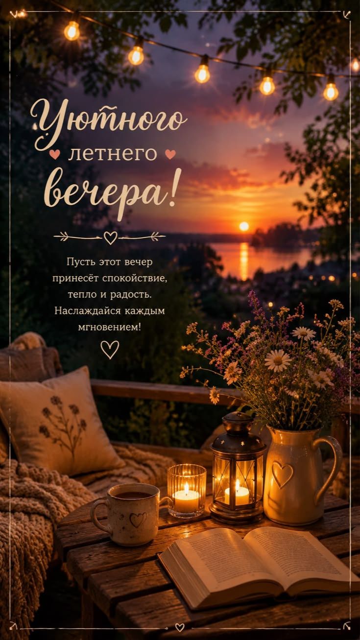 Доброго вечера! Уютная открытка с музыкой и теплыми словами 🌙💫