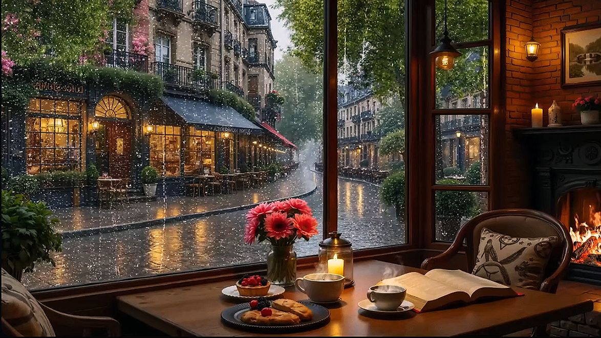 Smooth Jazz 98 / Cafe. Window. Rain. Music.
