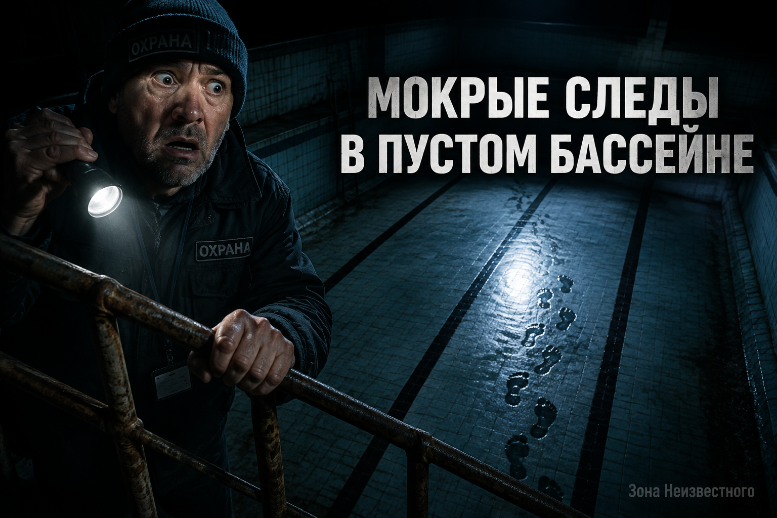 Мокрые следы в давно осушённом бассейне