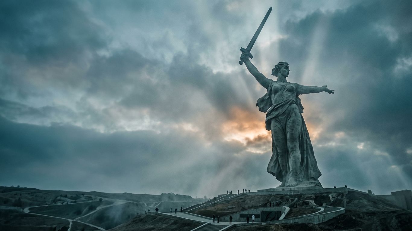Родина-мать зовёт: статуя, которая держится только на своём весе