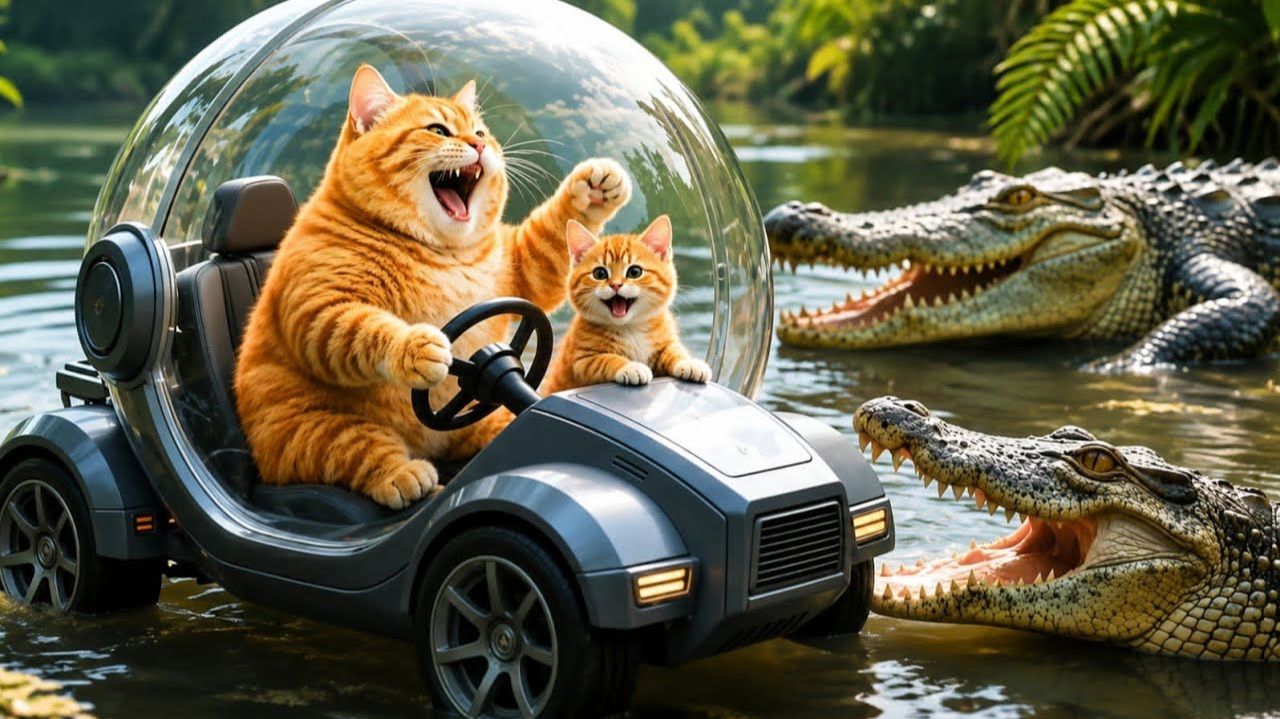 Кот отправляется в мир Юрского периода! 🐱🦖🌴