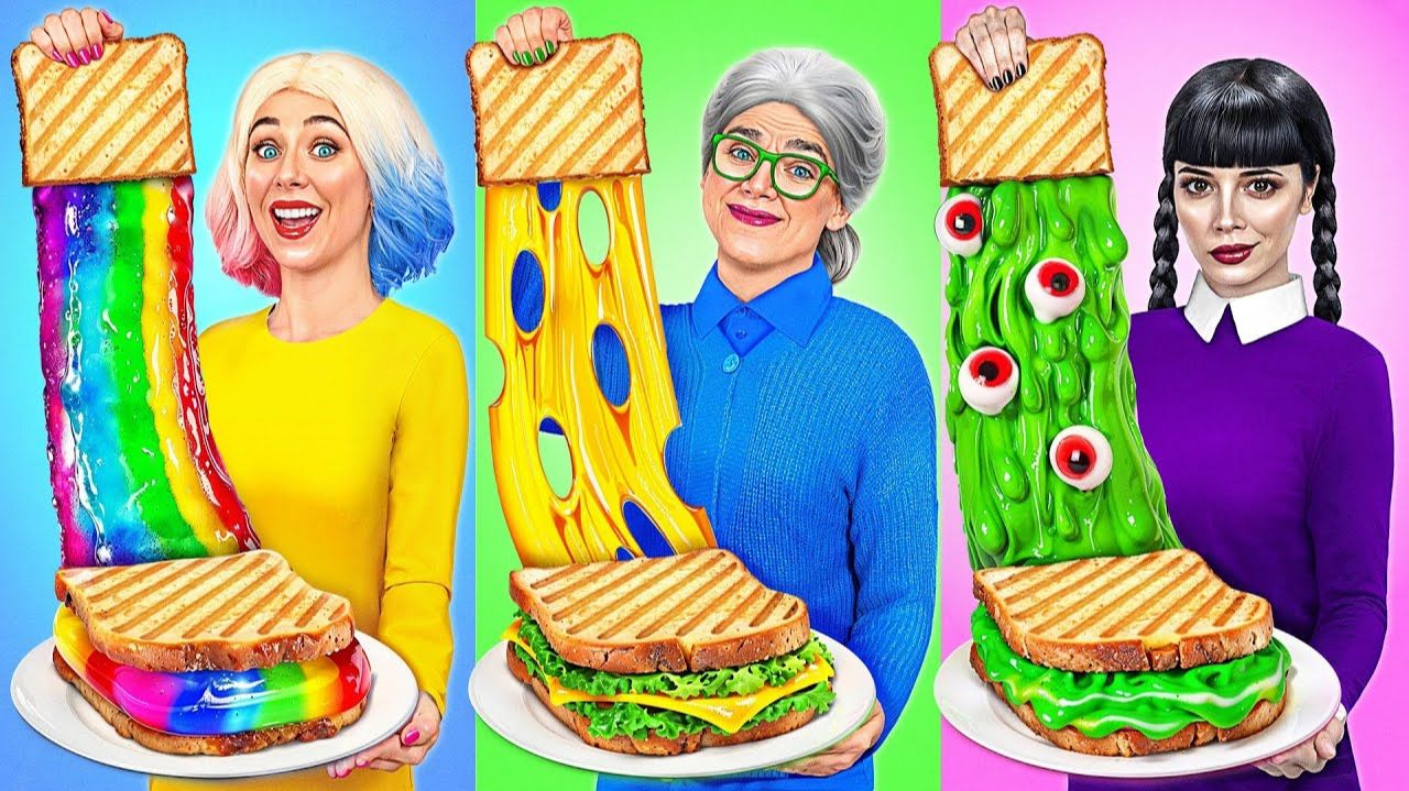 Кулинарный Челлендж_ Уэнсдей Против Бабушки _ Вкусные Кухонные Лайфхаки