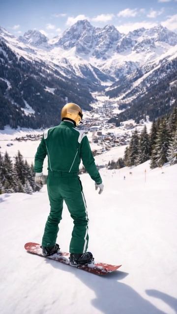 a man on a snowboard