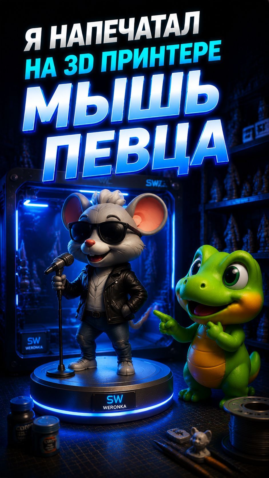 я напечатал на 3D принтере  мышь певца