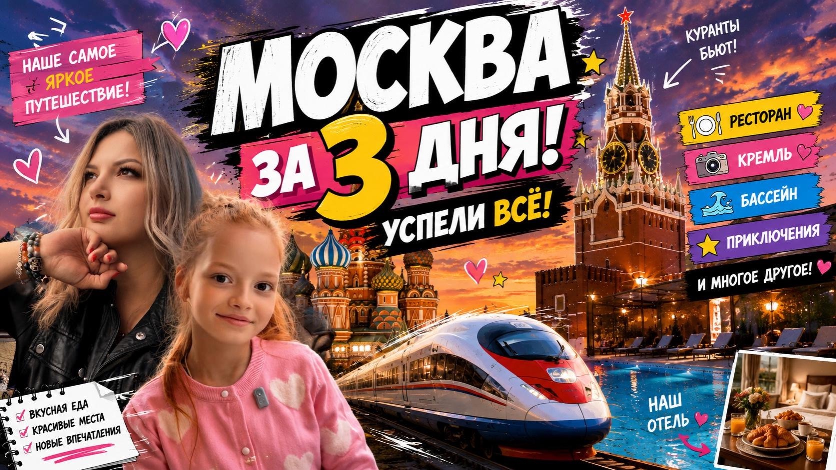  МОСКВА ЗА 3 ДНЯ!  Ресторан Кремль бассейн и столько приключений  мы успели ВСЁ!