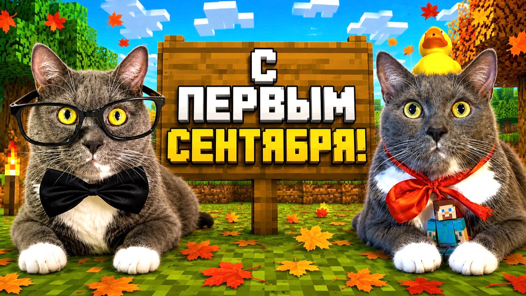 КОТИКИ ПОСТРОИЛИ ШКОЛУ В МАЙНКРАФТЕ К 1 СЕНТЯБРЯ!