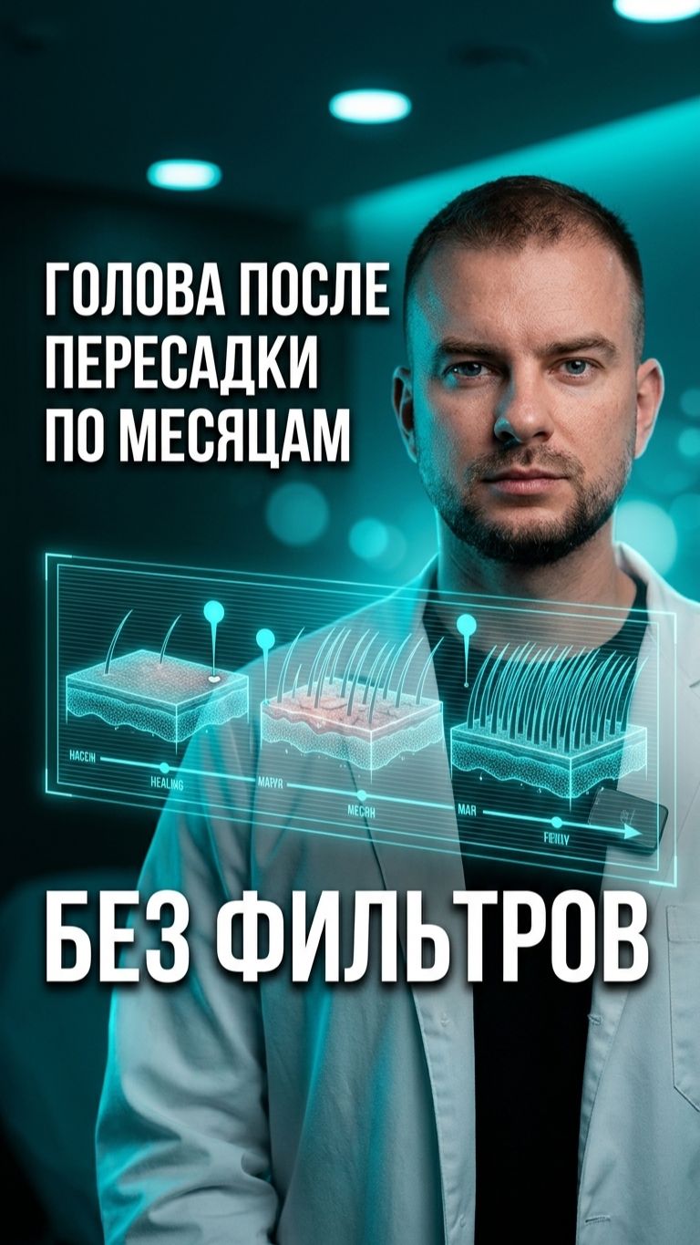 Пересадка волос по месяцам: что происходит после операции 🩹