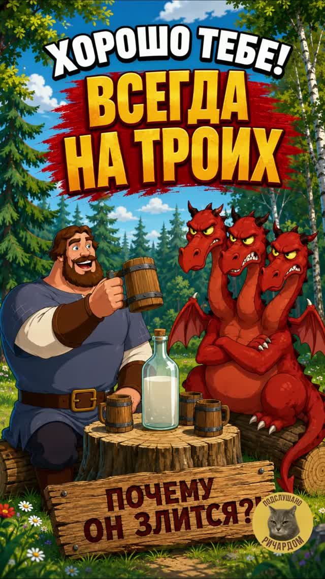 Три богатыря: Илья позавидовал Змею... но тот ответил неожиданно! 😂🐉