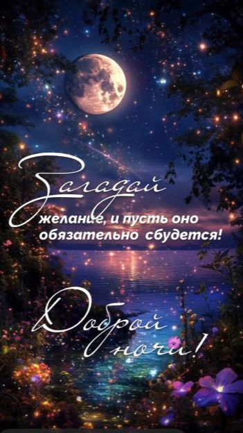 Спокойной ночи и сладких снов! Уютная открытка с музыкой для ваших близких 🌌✨