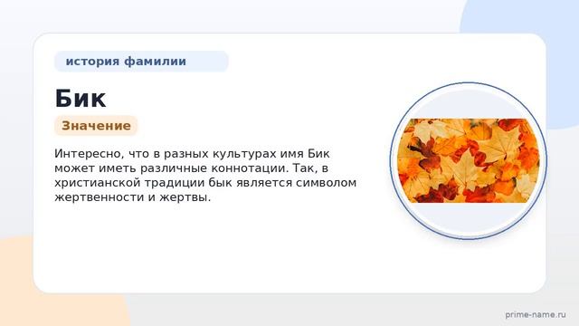 Фамилия Бик: происхождение значение и склонение