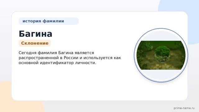 Фамилия Багина: происхождение, значение и склонение