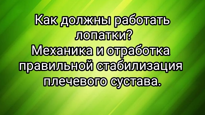 Как должны работать лопатки? Механика и отработка правильной стабилизация плечевого сустава.