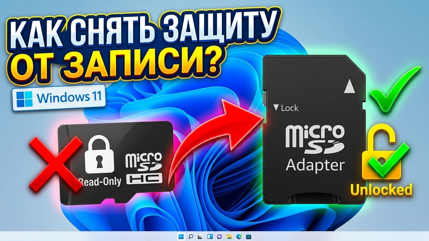Снять защиту от записи с microSD карты в Windows 1011. Ошибка Диск защищен от записи  Решение