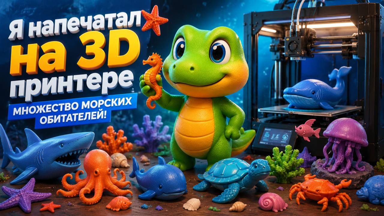 Я напечатал на 3D принтере множество морских обитателей