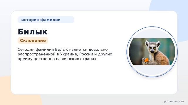 Фамилия Билык: происхождение значение и склонение