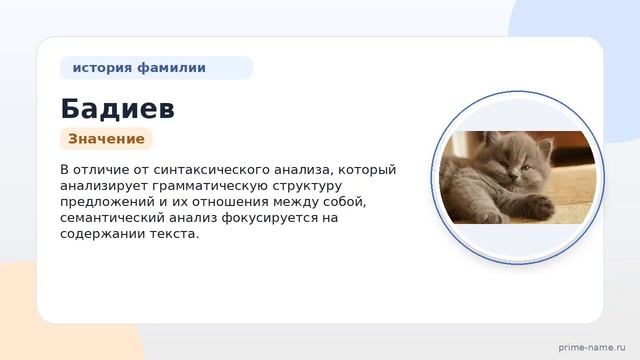 Фамилия Бадиев: происхождение значение и склонение