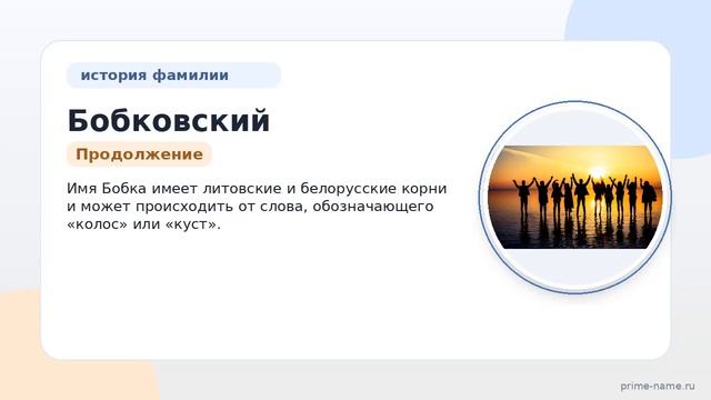 Фамилия Бобковский: происхождение значение и склонение