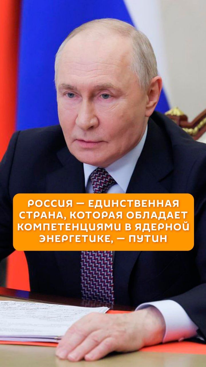 Россия - единственная страна, которая обладает компетенциями в ядерной энергетике, - Путин