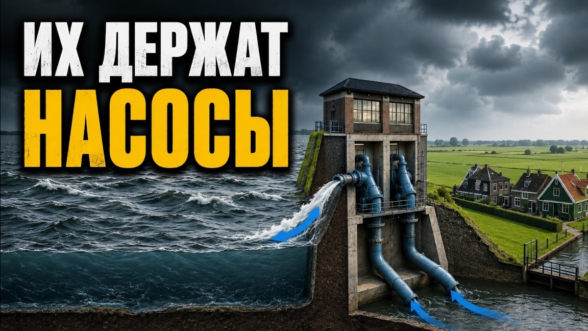 НИДЕРЛАНДЫ ЖИВУТ НИЖЕ МОРЯ  что произоидет если остановить все насосы