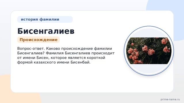 Фамилия Бисенгалиев: происхождение значение и склонение