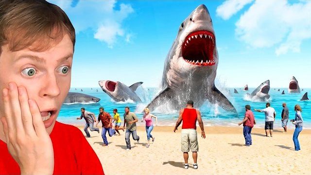 GTA 5, но приближаются МЕГАЛОДОНЫ... (1000+)