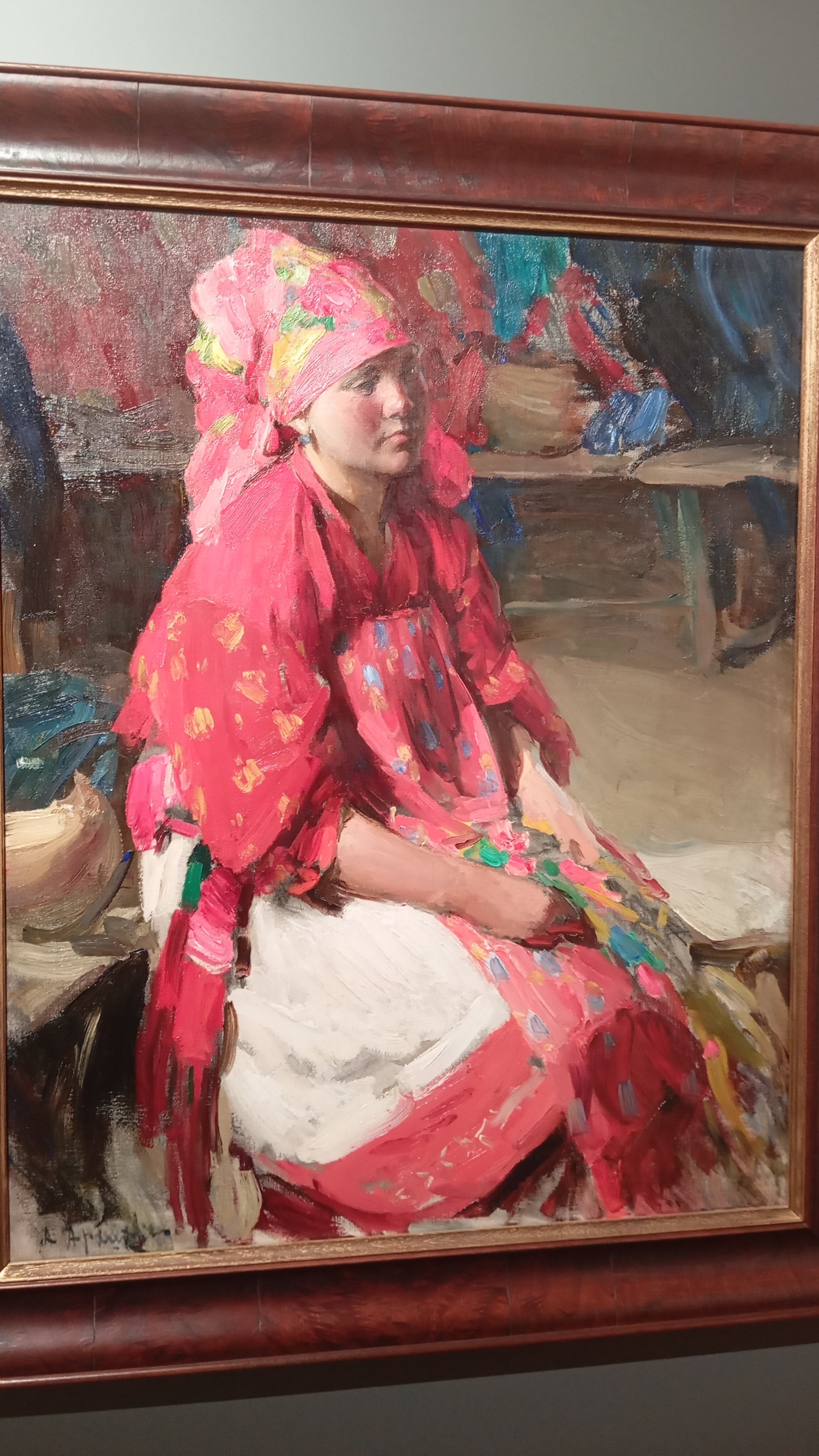 Крестьянка в Красном.  Крестьянка, заплетающая косу. Архипов А.Е. Бабье лето. Богданов-Бельский Н.П.