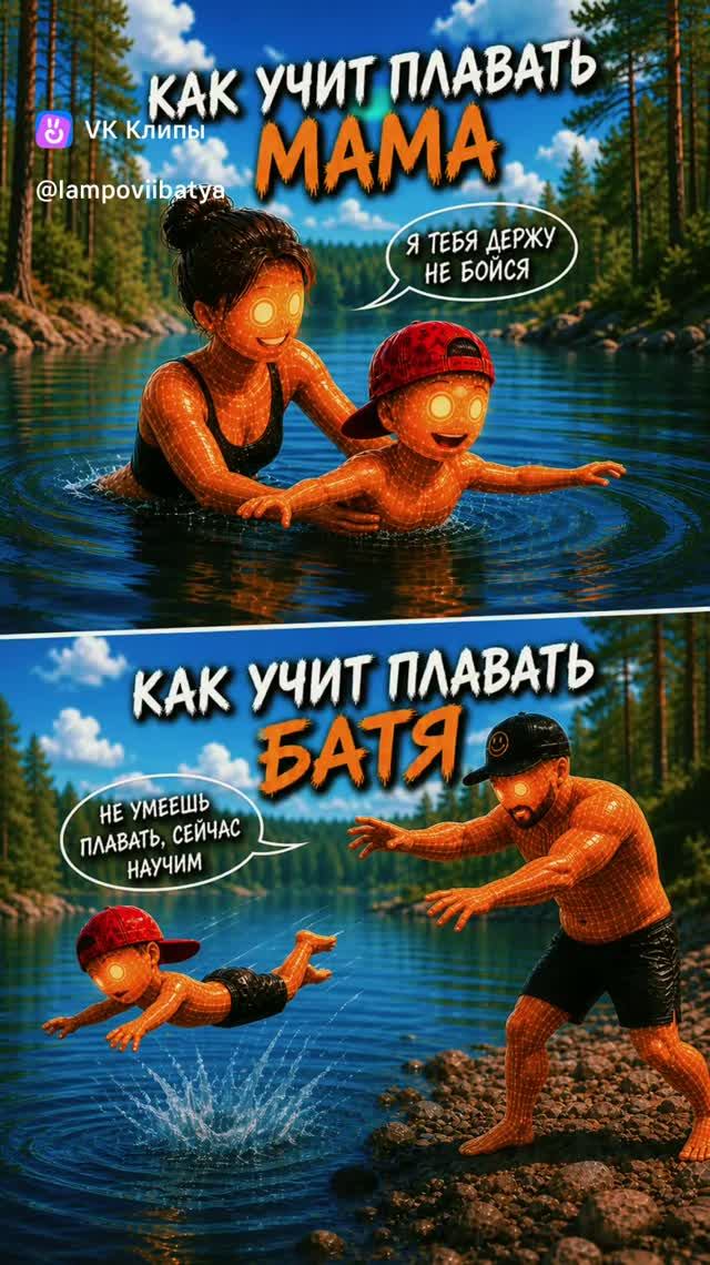 А как вас учили плавать?)