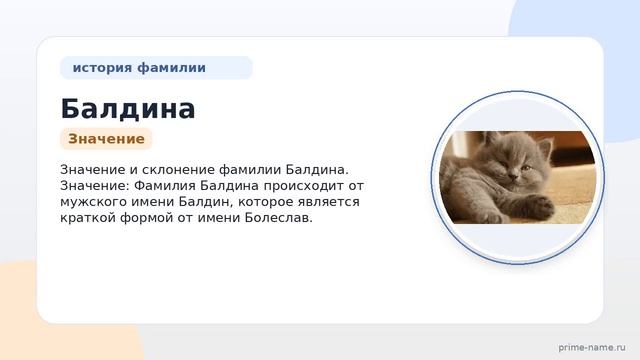 Фамилия Балдина: происхождение, значение и склонение