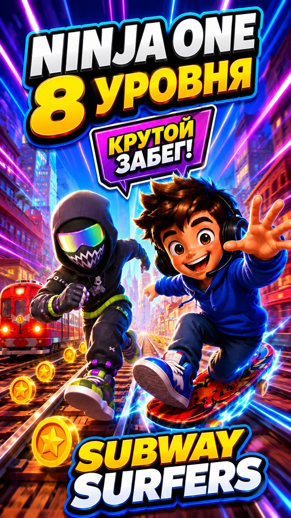 Играю за NINJA ONE 8 УРОВНЯ! Проверяю его в забеге  Subway Surfers