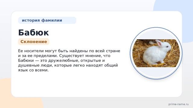 Фамилия Бабюк: происхождение значение и склонение