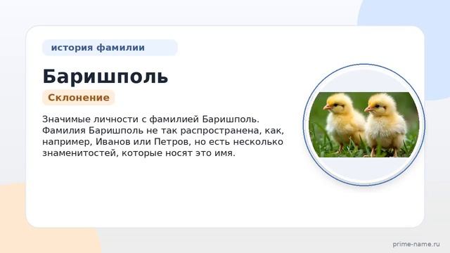 Фамилия Баришполь: происхождение значение и склонение