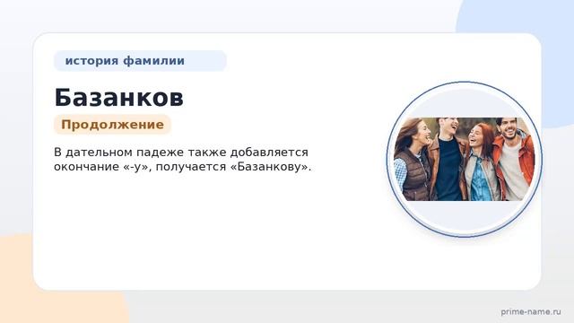 Фамилия Базанков: происхождение, значение и склонение