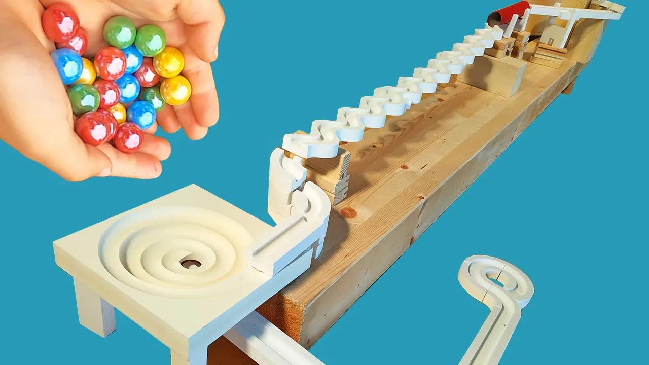 Красочный спиральный marble run ASMR  Мост и туннель