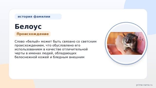 Фамилия Белоус: происхождение значение и склонение