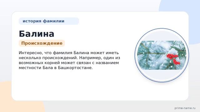 Фамилия Балина: происхождение значение и склонение