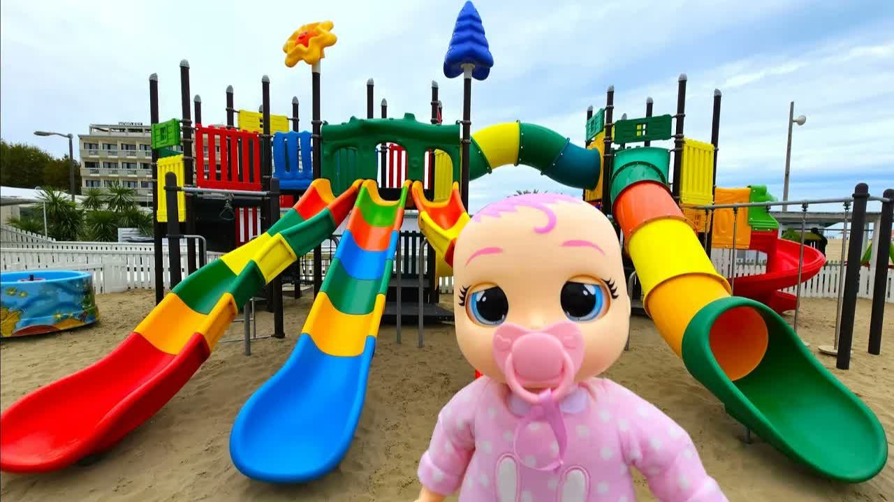 Cry Babies doll have a fun on the playground
