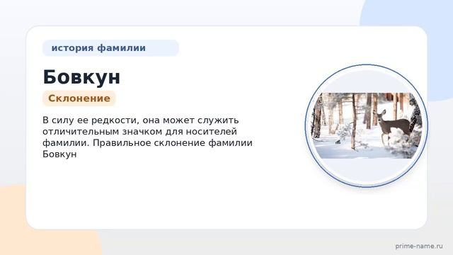 Фамилия Бовкун: происхождение значение и склонение