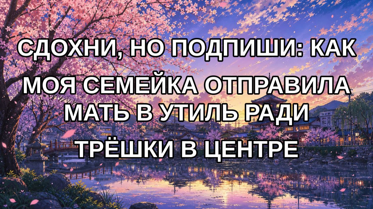 СДОХНИ НО ПОДПИШИ: КАК МОЯ СЕМЕЙКА ОТПРАВИЛА МАТЬ В УТИЛЬ РАДИ ТРЁШКИ В ЦЕНТРЕ