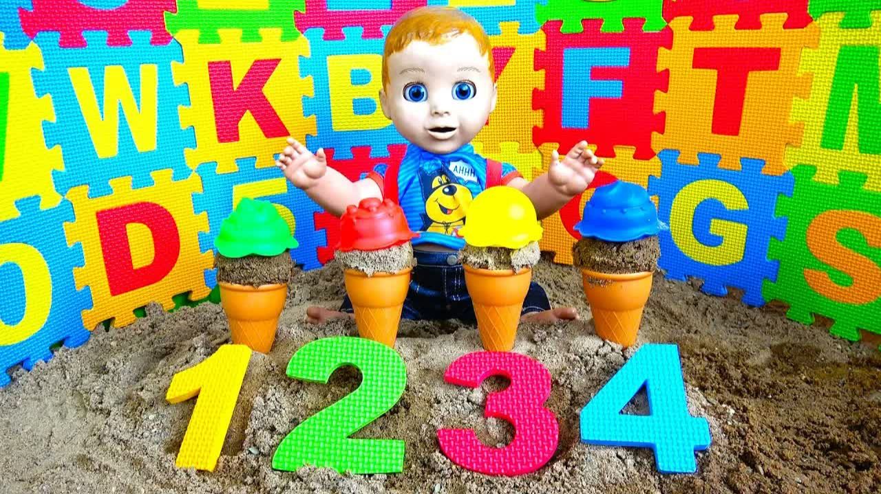 Baby doll learn Colors and numbers with Sand molds