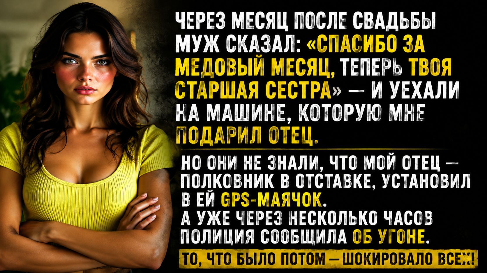 Муж ушёл к моей сестре со словами «Прощай». Но он не знал, что было в машине…