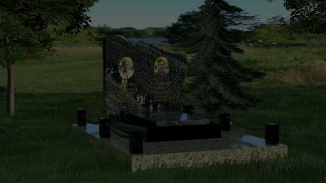 Гранитный мемориал горизонтальный на двоих  П045