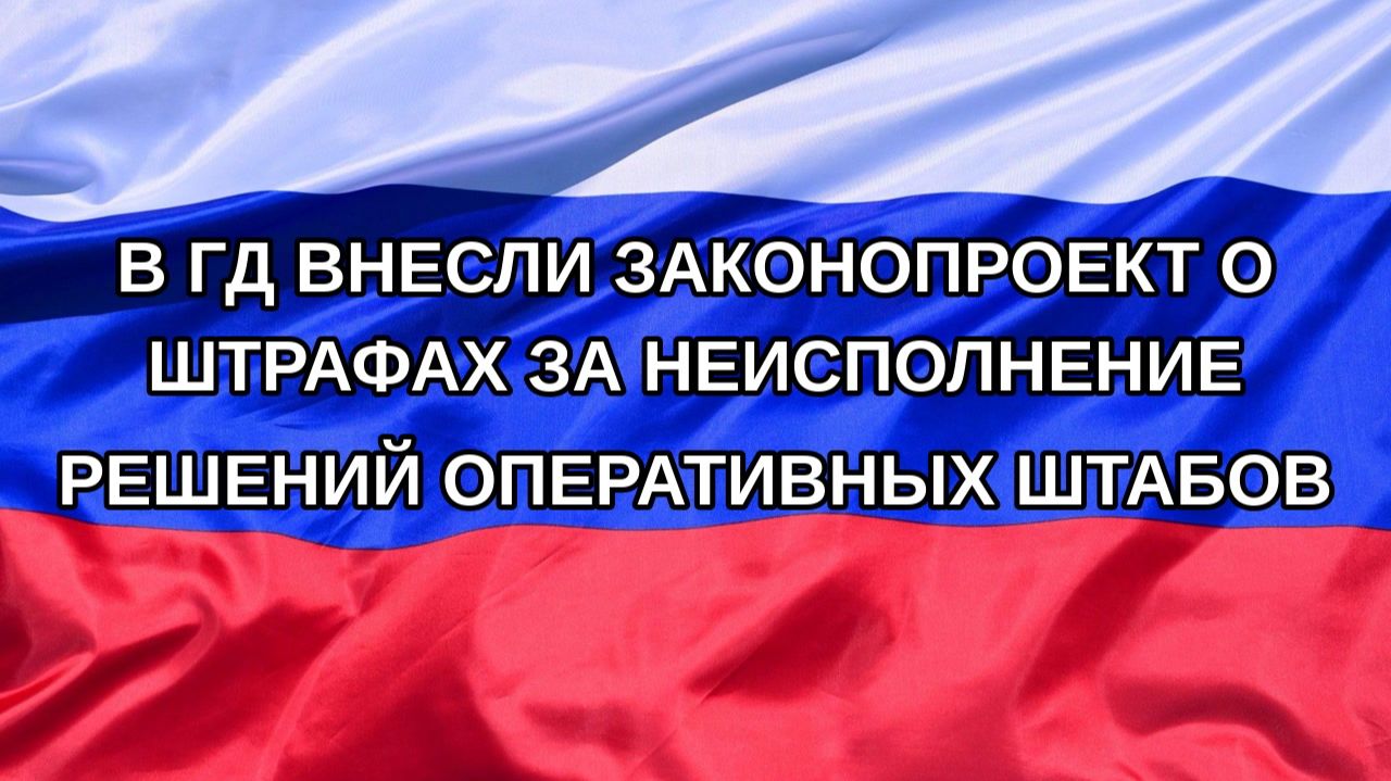 Н. РФ В ГД внесли законопроект о штрафах за неисполнение решений оперативных штабов