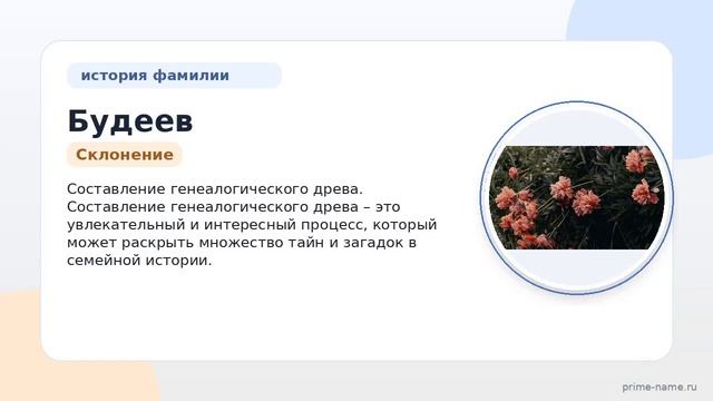 Фамилия Будеев: происхождение значение и склонение